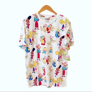 NWT Nickelodeon Retro 90s Cartoon TShirt Rugrats L White Red Blue Kidcore